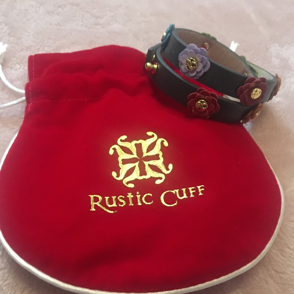 Rustic Cuff Multi-Colored Flower Bracelet - image 1